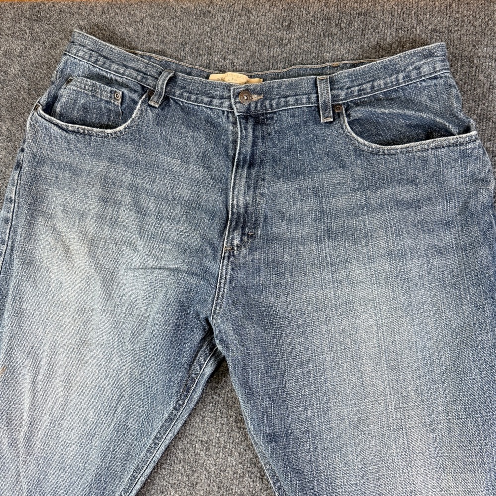 Wrangler Loose Straight Jeans Mens 39x29.5 Blue Logo Denim Cotton High Rise